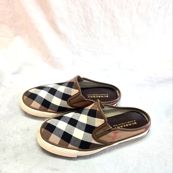 Burberry Women's Size 38 Checker Plaid Slippers Mule Sneaker Slides Shoes - Picture 3 of 8